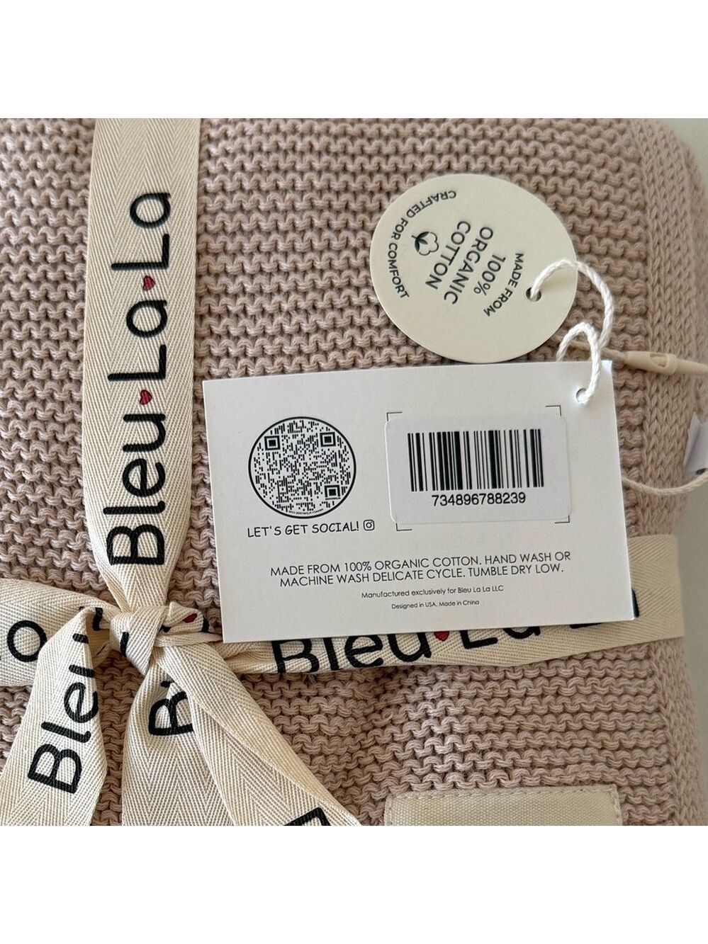 Bleu La La Heritage Knit Luxury Organic Cotton Baby Swaddle Blanket NWT - Picture 5 of 5